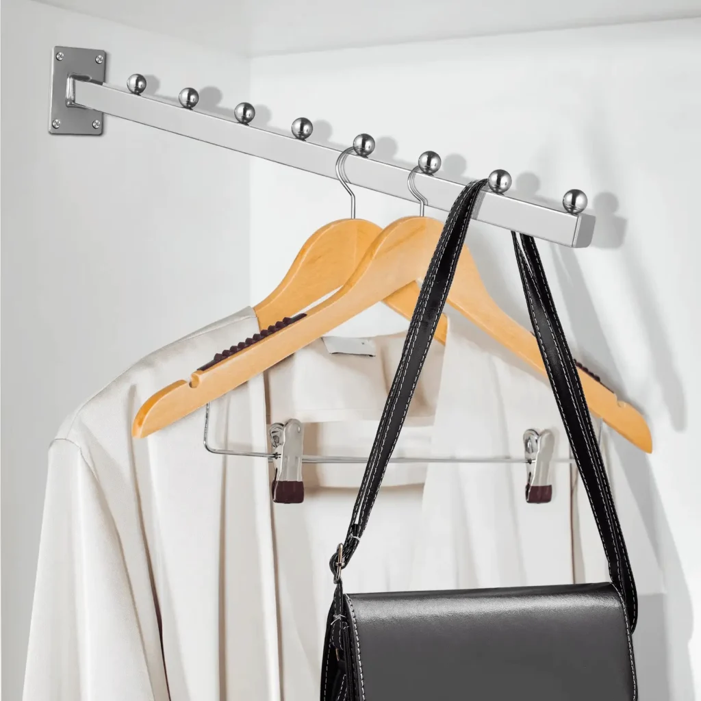 5-piece wall-mounted clothes rack with beaded hooks for laundry room organization