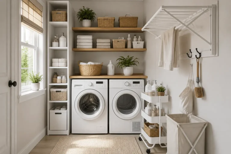 Small laundry room organization with smart storage solutions